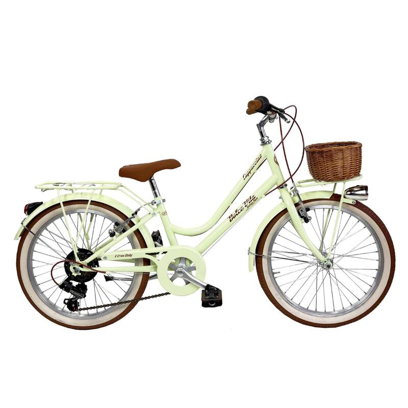Bicicletă pentru fete Dolce Vita CAPPUCCINO 20" 6 viteze cu coș - Verde deschis