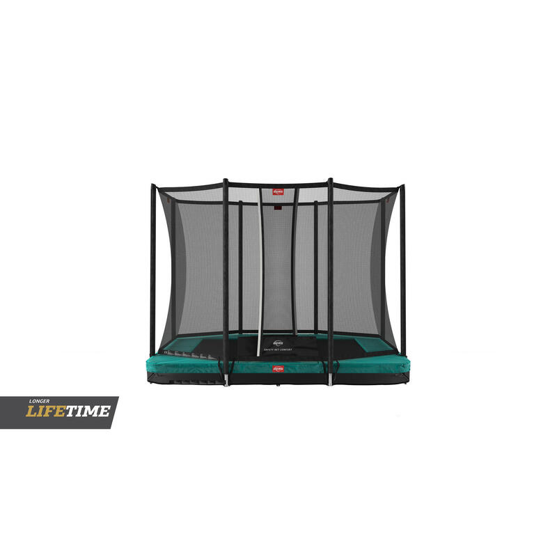 Trampoline rectangulaire Favorit InGround vert 280 cm + filet de sécurité
