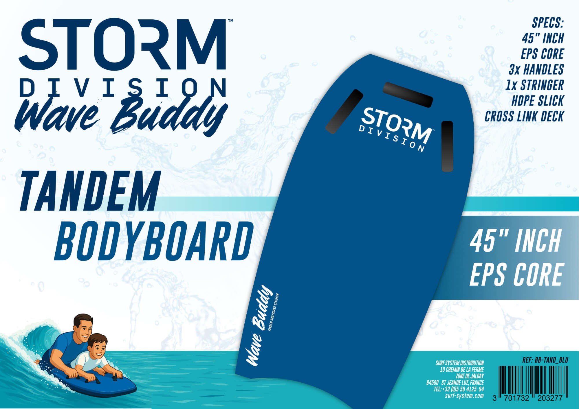 STORM - Bodyboard Tandem Wave Buddy - Blue 4/4