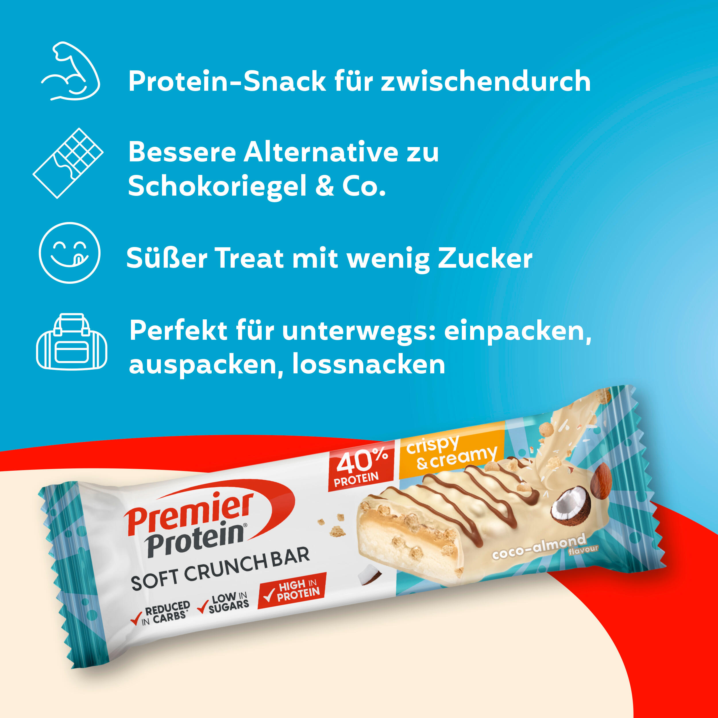 High Protein Bar Strawberry Yoghurt + Coco-Almond 24x40g 3/5