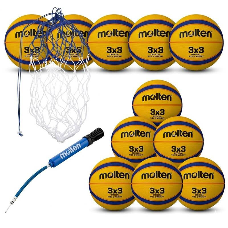 Pachet 10 Mingi baschet 3x3 Molten B33T2000 + sac Molten BN10+pompa Molten DHP21