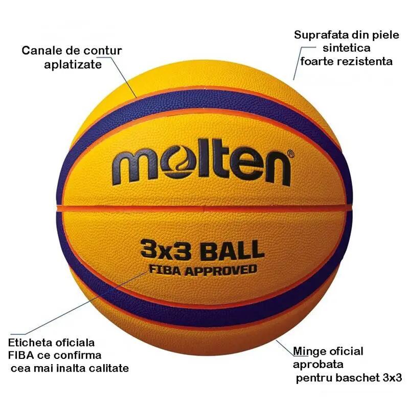Pachet 14 mingi baschet 3x3 Molten B33T5000 FIBA Approved + cărucior mobil 6/9