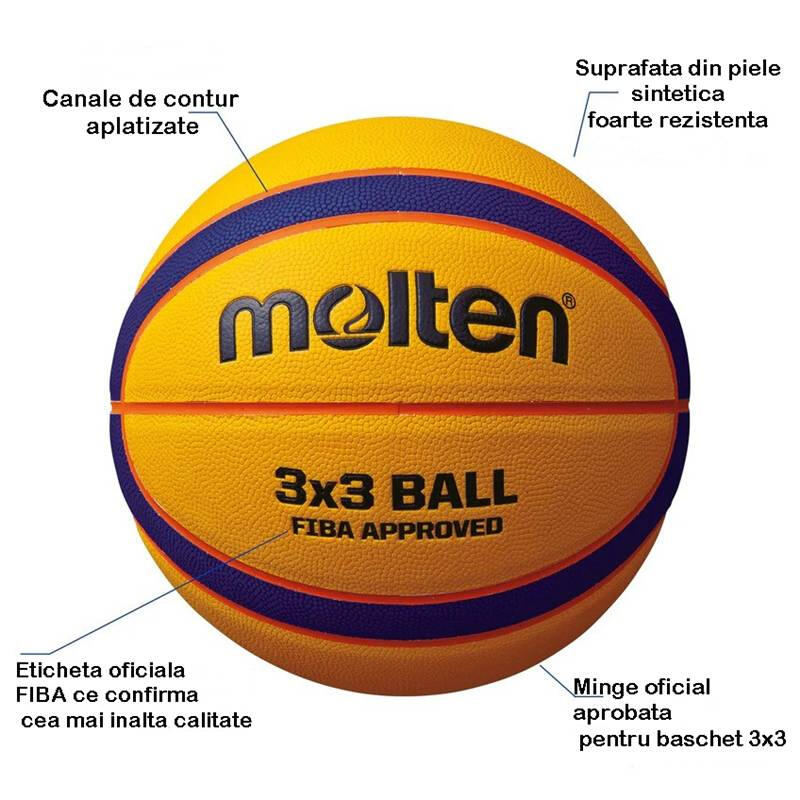 Pachet 6 mingi baschet 3x3 Molten B33T5000  FIBA Aprobat  + geanta transport
