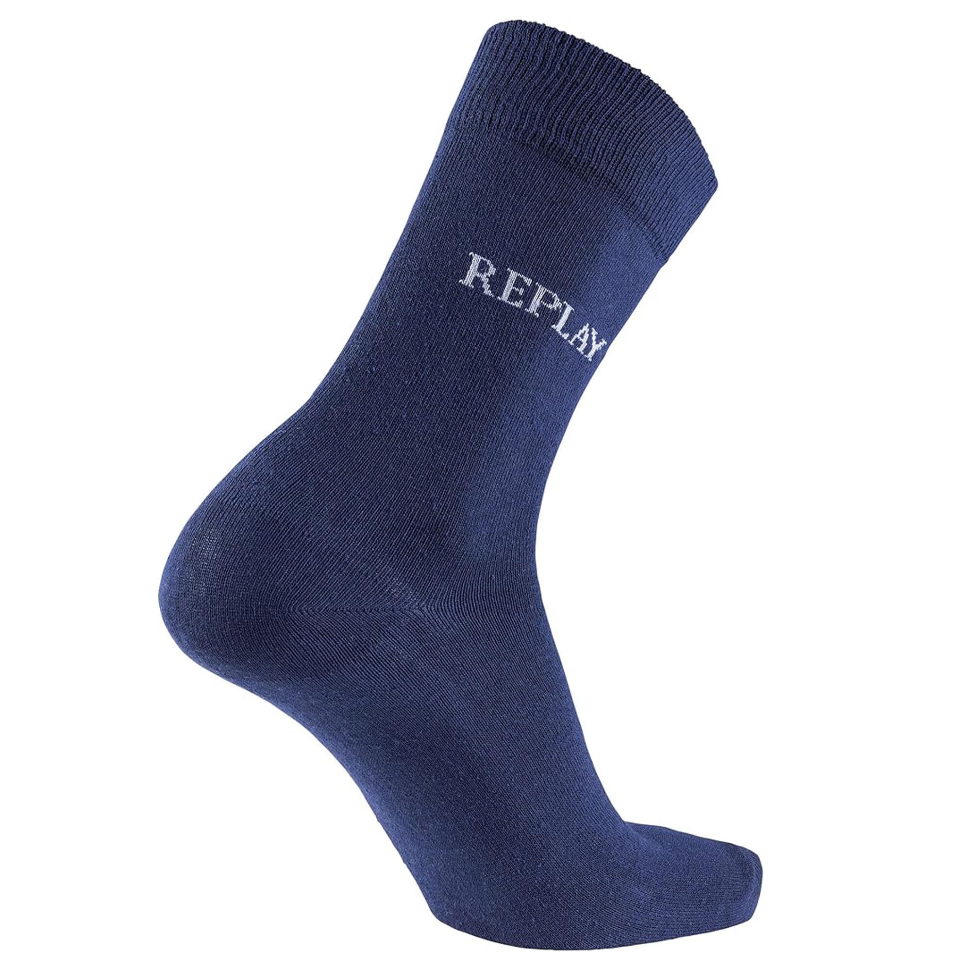 Calzini Logo Adulto Unisex Misura Confezione 3 Replay Blu Scuro Grigio 2/4
