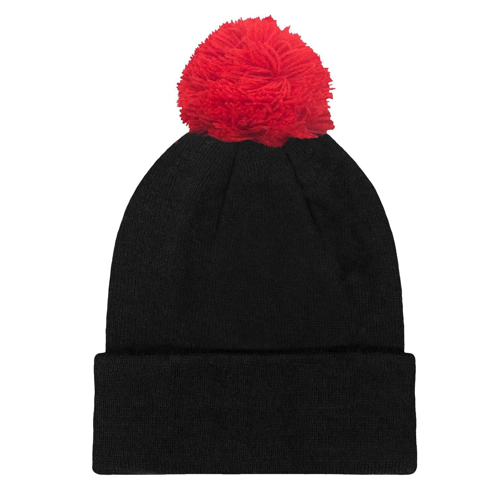 "Manchester" Mütze, Bommel Damen und Herren Schwarz 2/4