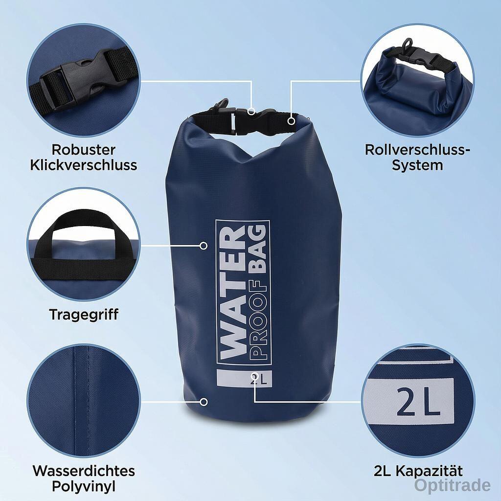 CHAMP Drybag 2L - Waterproof PVC Roll-Top Bag 3/7