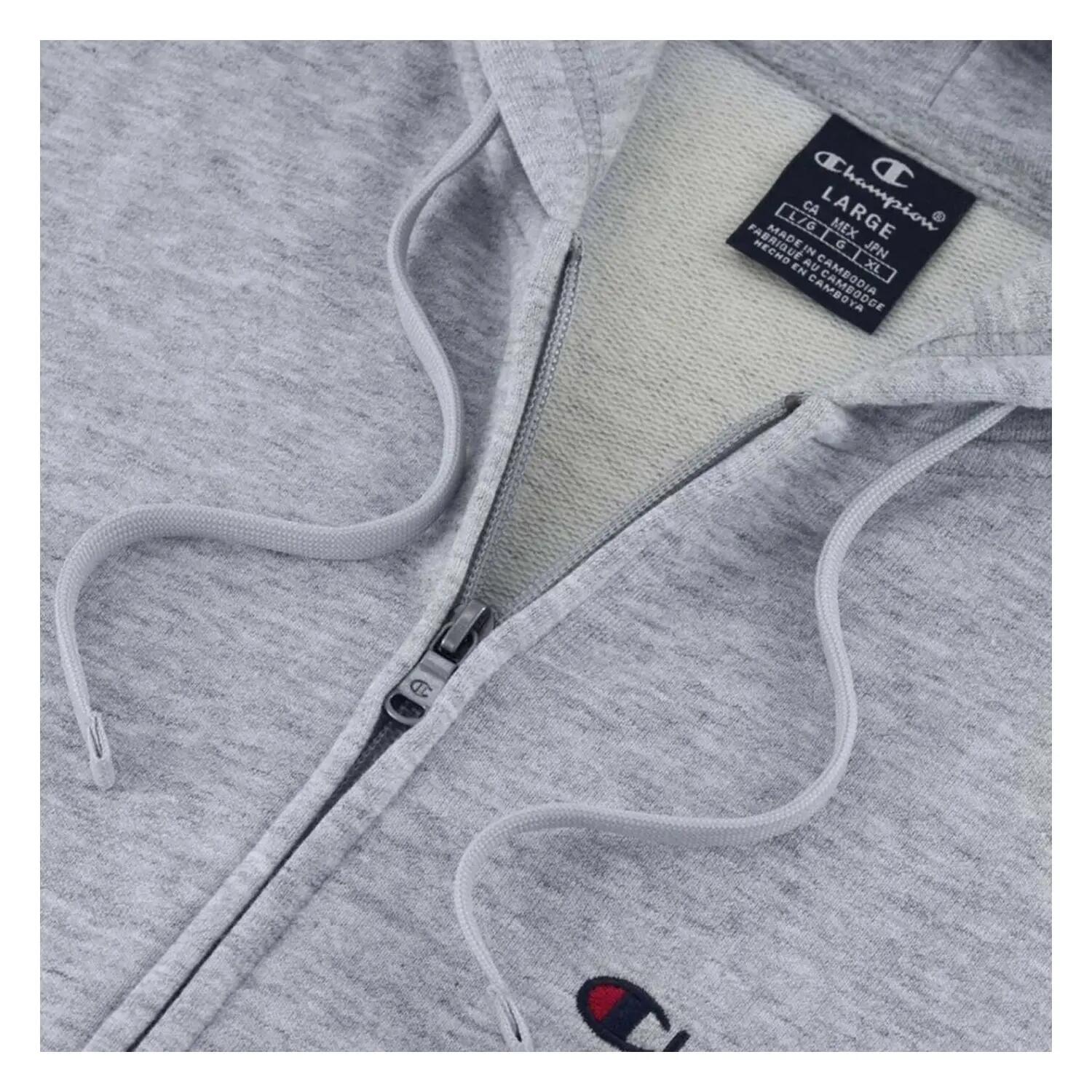 Felpa Con Cappuccio E Zip Intera Logo Sul Petto Uomo Champion Grigio 4/5