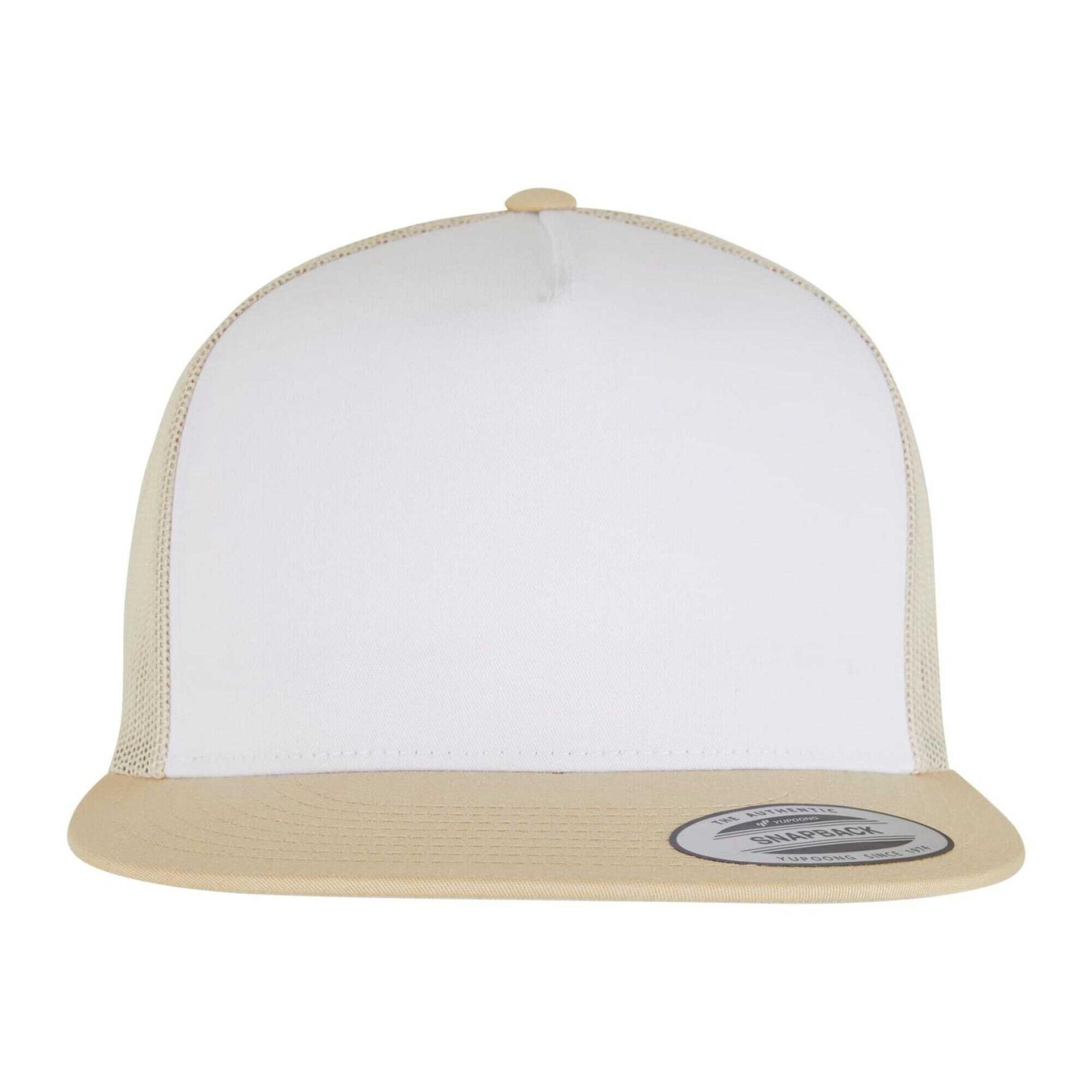 Cappellino Da Camionista Semplice Adulto Unisex Flexfit Classic Oro Bianco Beige 4/4
