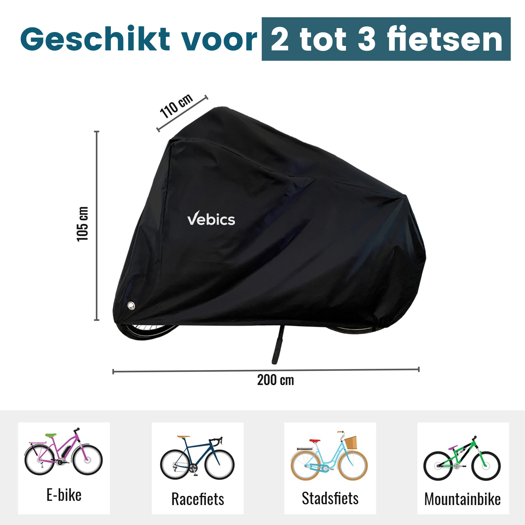 Housse de vélo imperméable Vebics pour 2 vélos 3/5