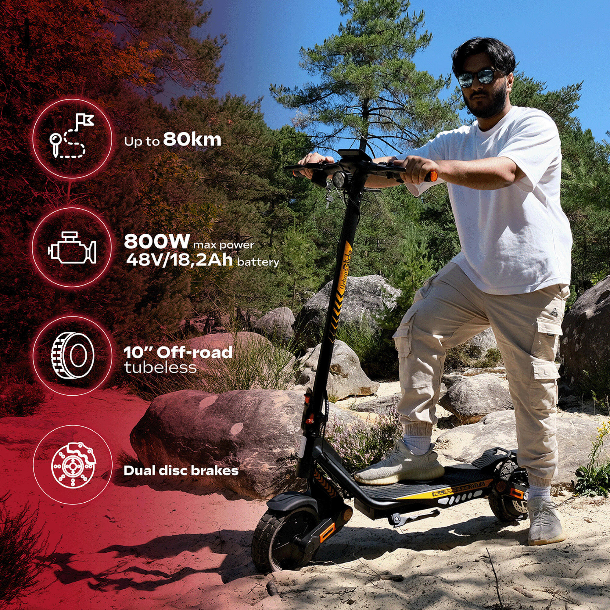 UrbanGlide ALL ROAD 6 2x2  scooter elétrica de 10 com motor duplo de 800 W 2/7