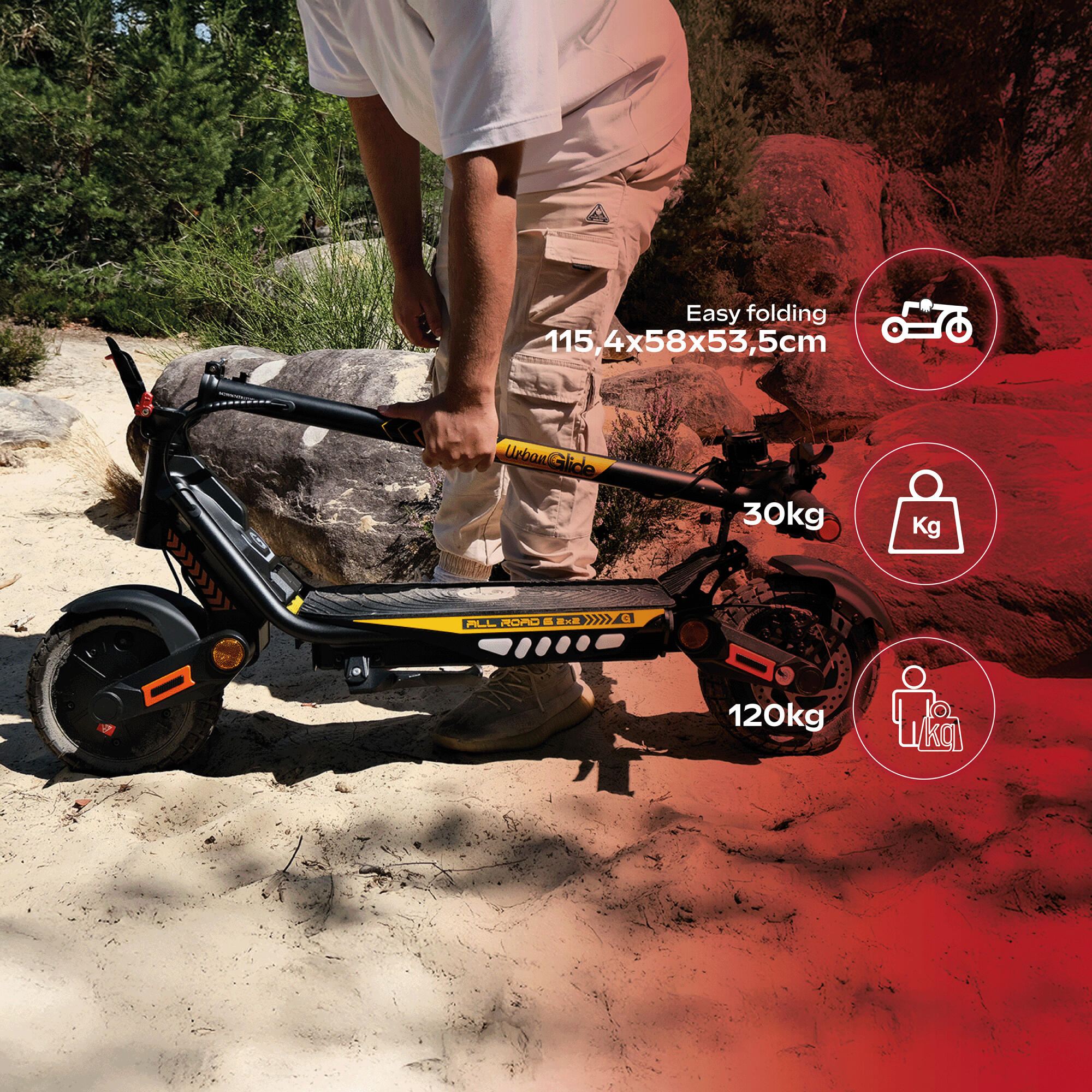 UrbanGlide ALL ROAD 6 2x2  scooter elétrica de 10 com motor duplo de 800 W 3/7