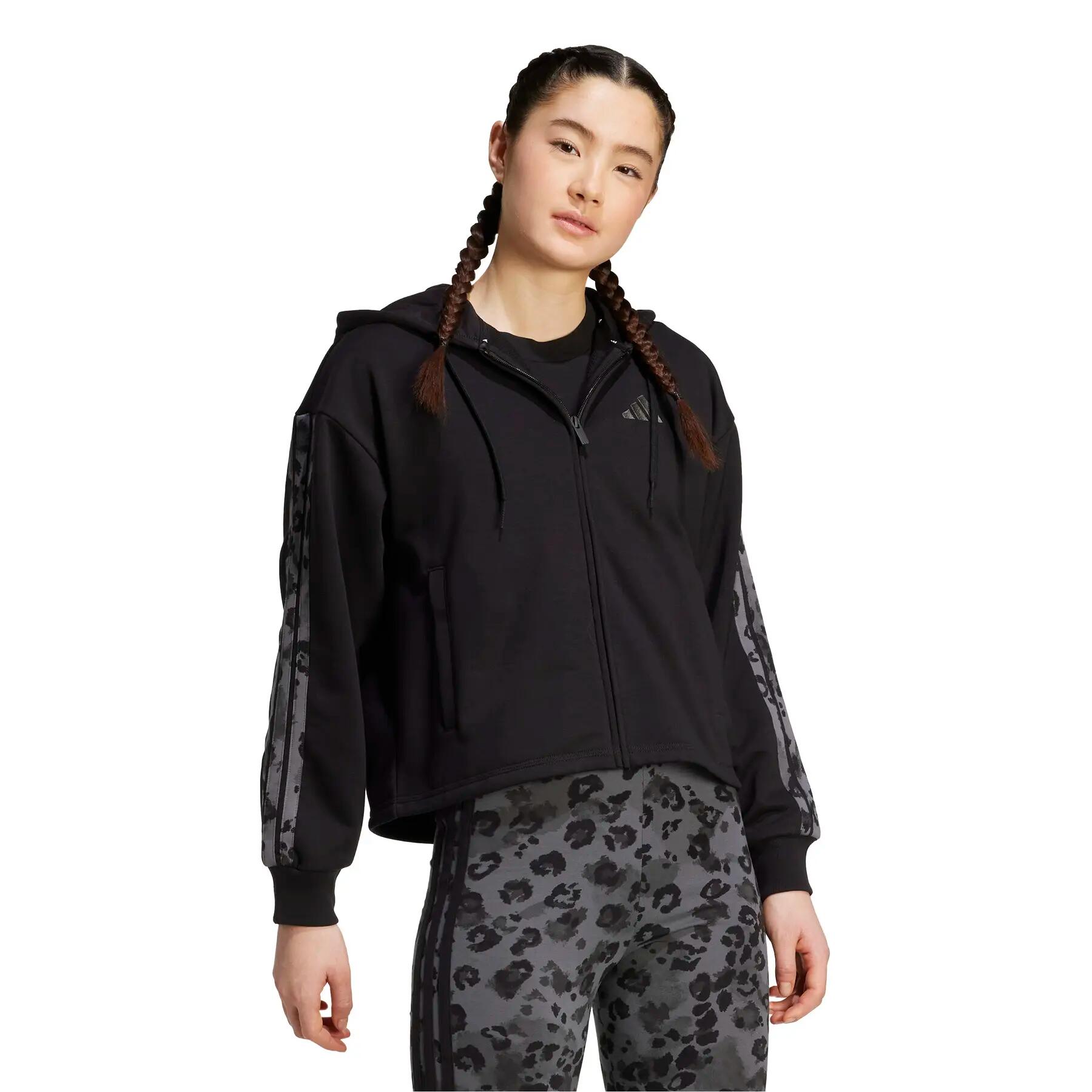 Camisola com capuz para mulher adidas Animal Print 3 stripes 3/6