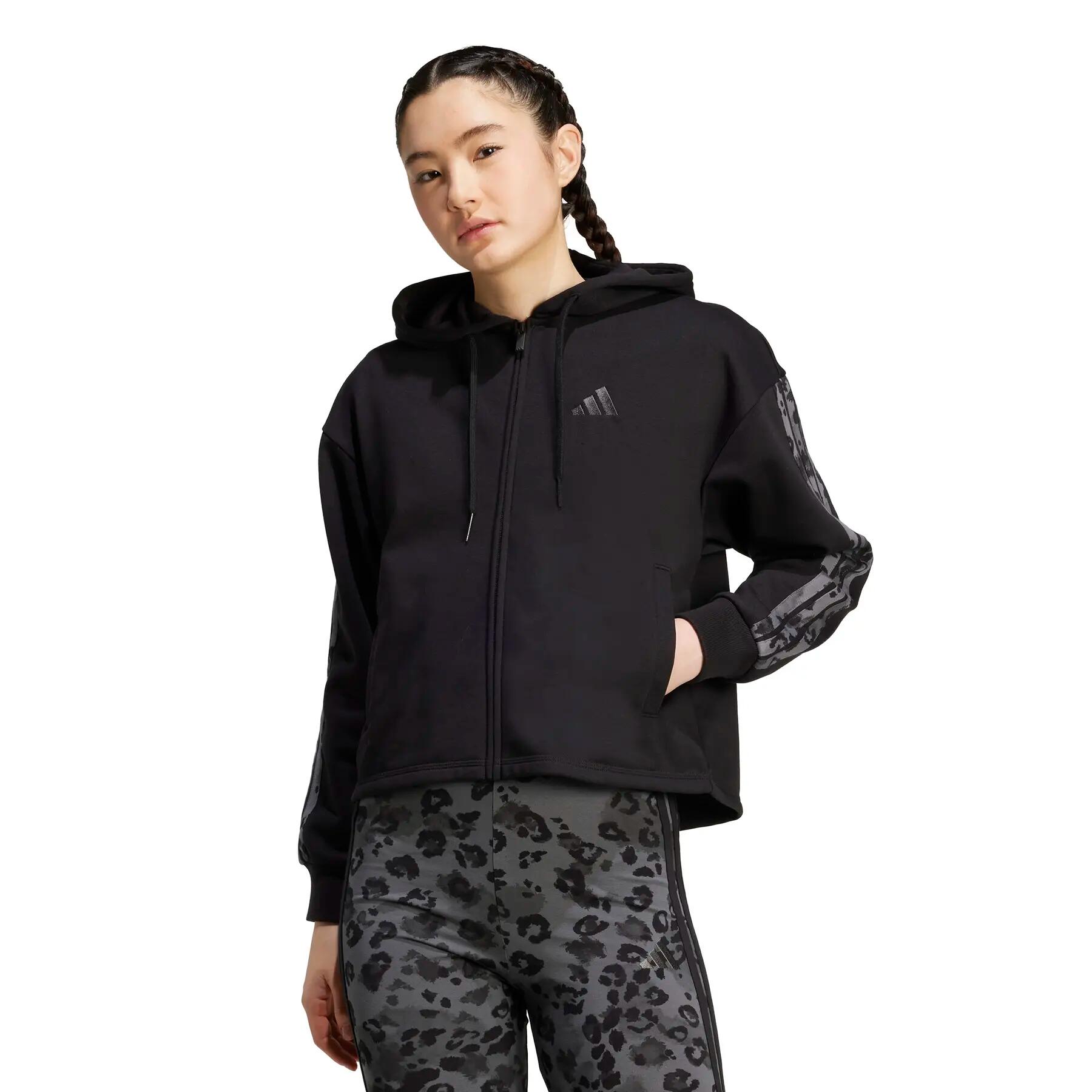 Camisola com capuz para mulher adidas Animal Print 3 stripes 2/6