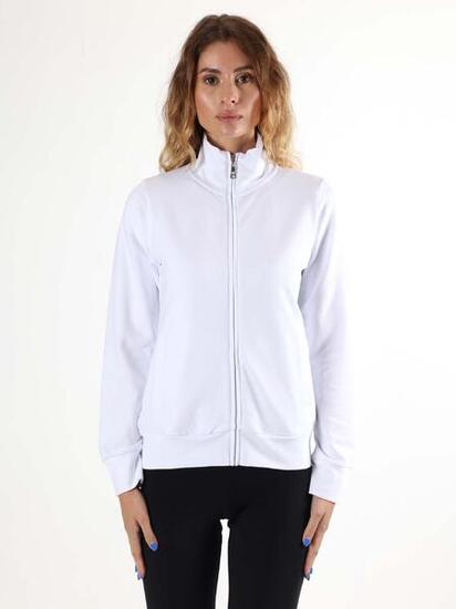 Leone Basic Damen-Sweatshirt mit Kragen und Reißverschluss