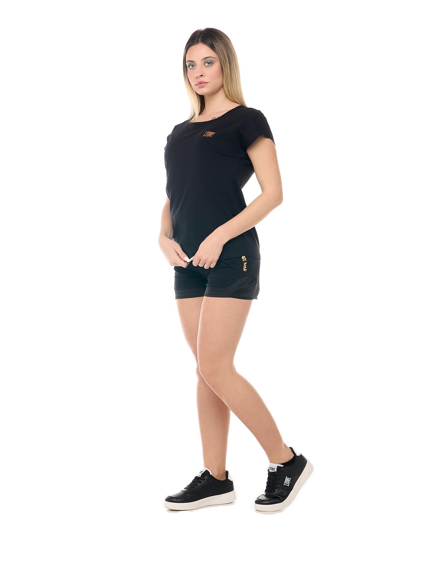 T-shirt femme Leone 1947 Apparel en coton stretch avec logo doré. 7/8