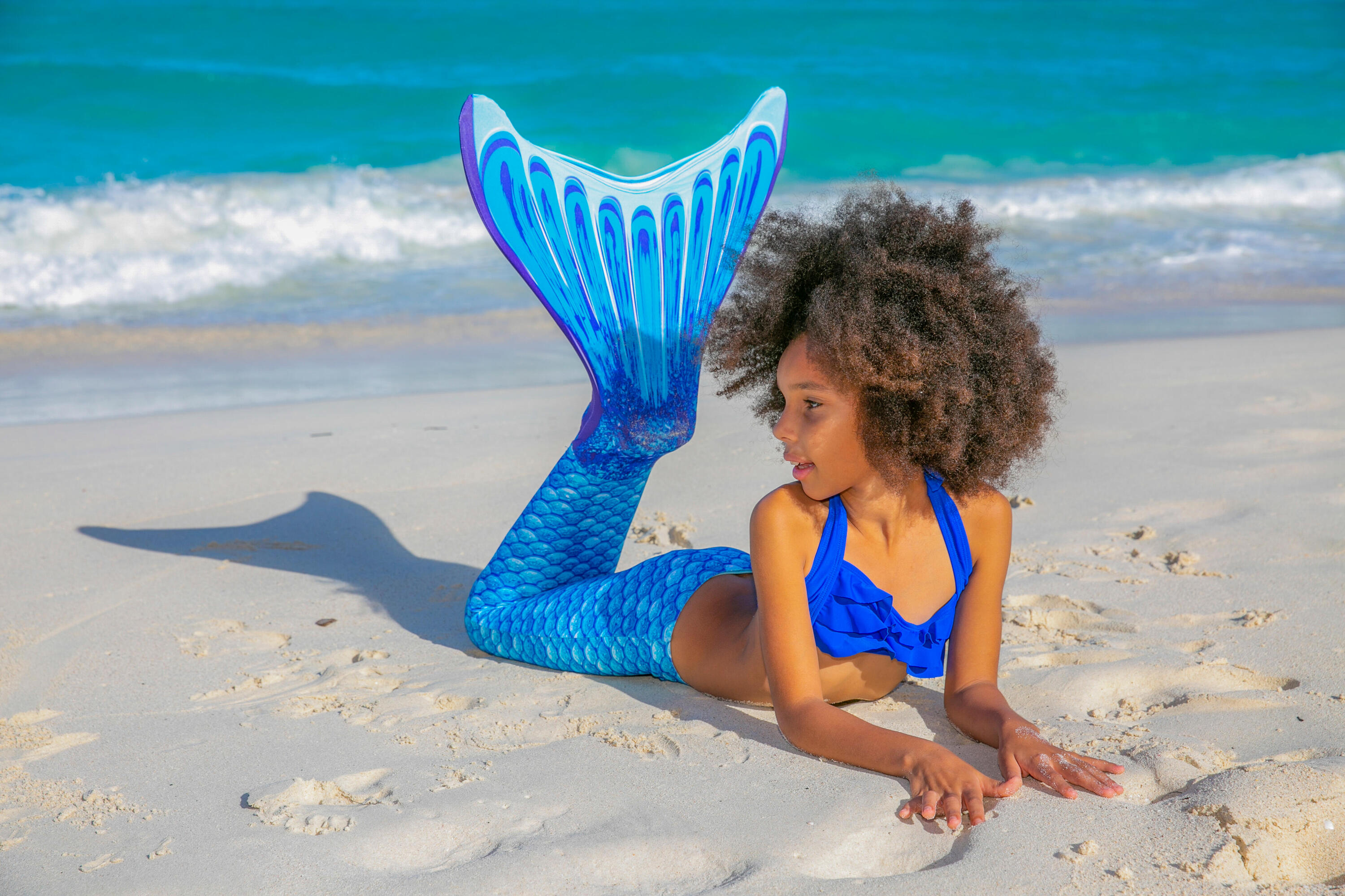 Nageoire de sirène Fin Fun « Mermaidens » bleue pour enfants 5/8
