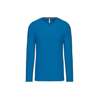 T-shirt kariban col v met lange mouwen