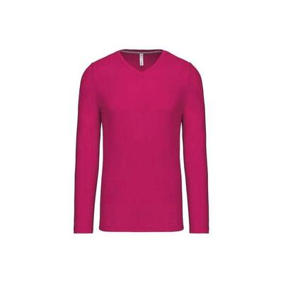 T-shirt kariban col v met lange mouwen