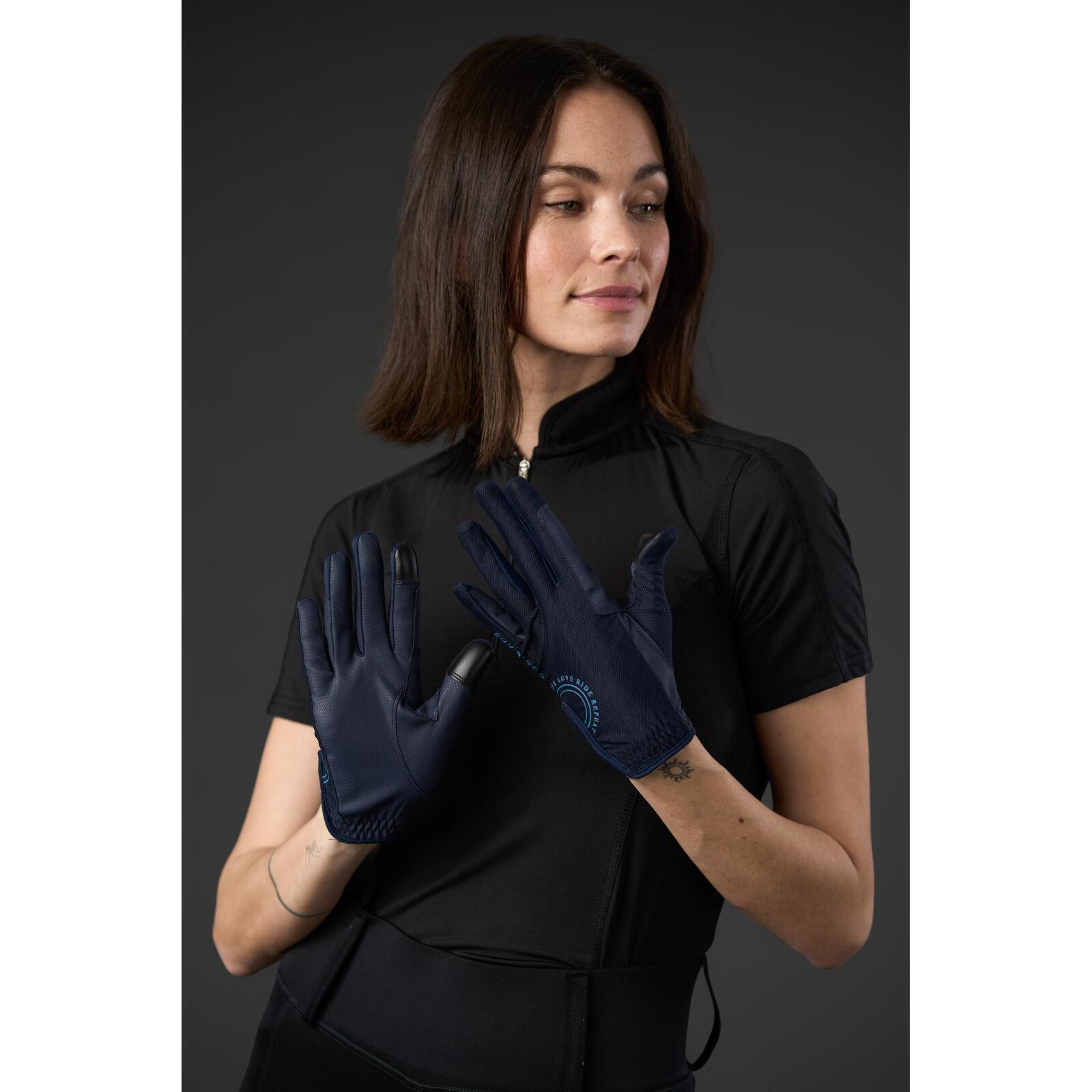 Vrouwelijke rijhandschoenen van mesh Equipage EQ Terina 2/3