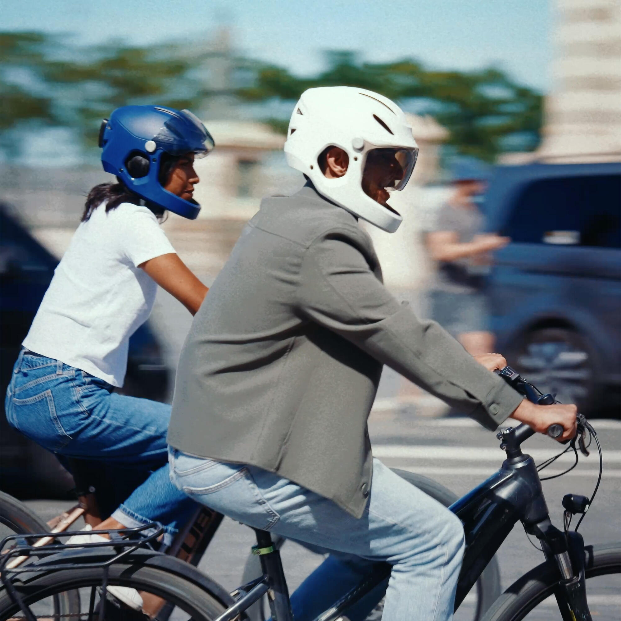 Virgo Integral Mips Wit - Integrale Urban-helm met vizier en achterlicht 3/9