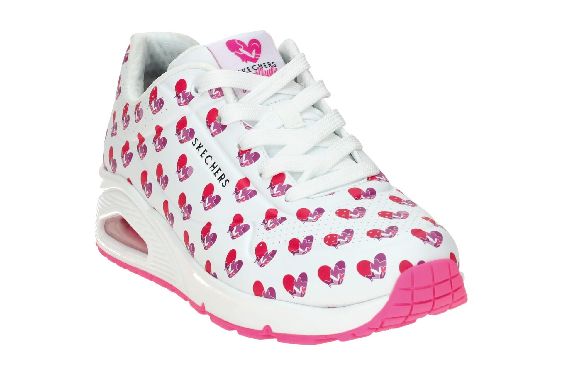 Skechers Uno Schuhe Sneakers weiß pink Herzen 190006 3/7