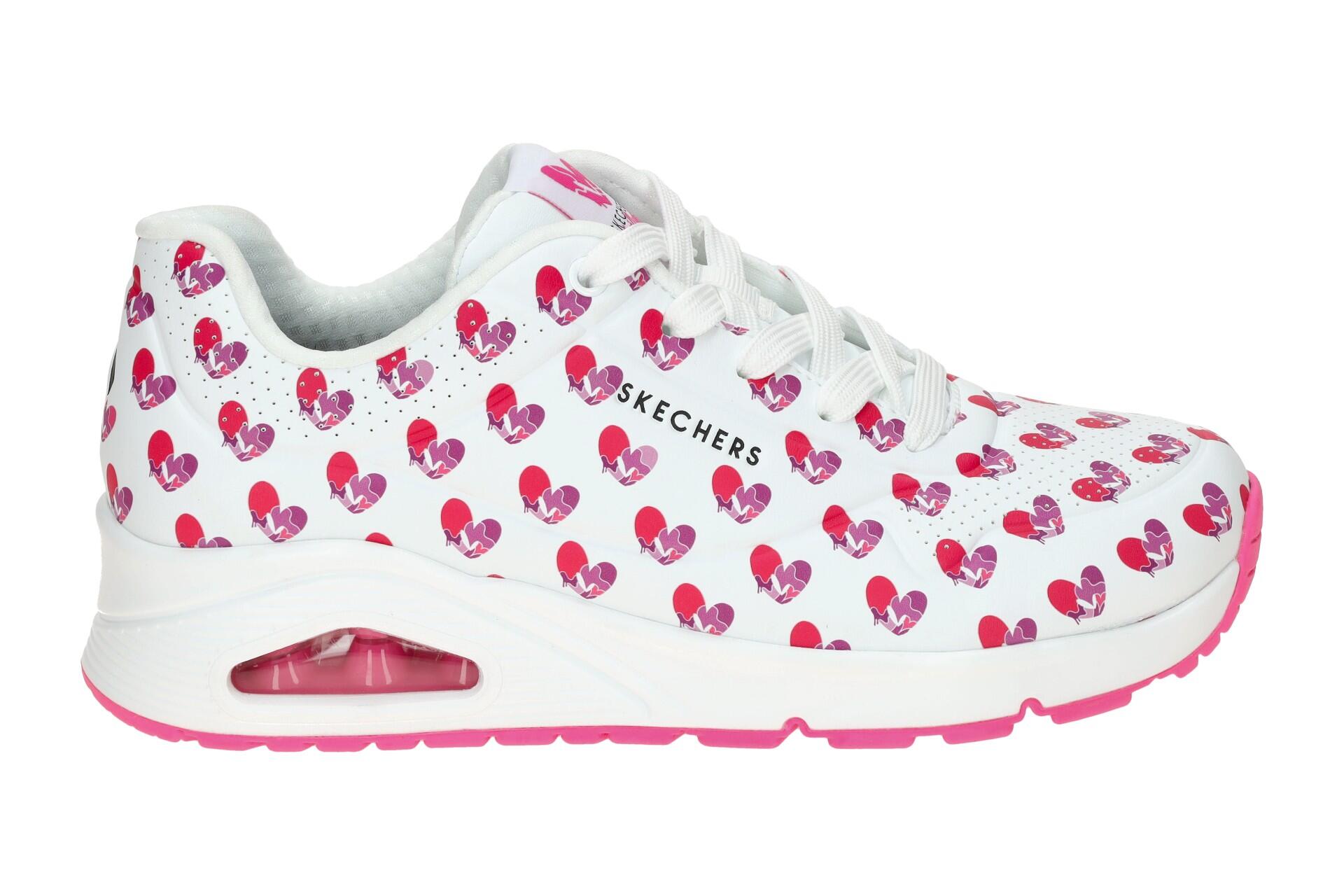 Skechers Uno Schuhe Sneakers weiß pink Herzen 190006 2/7