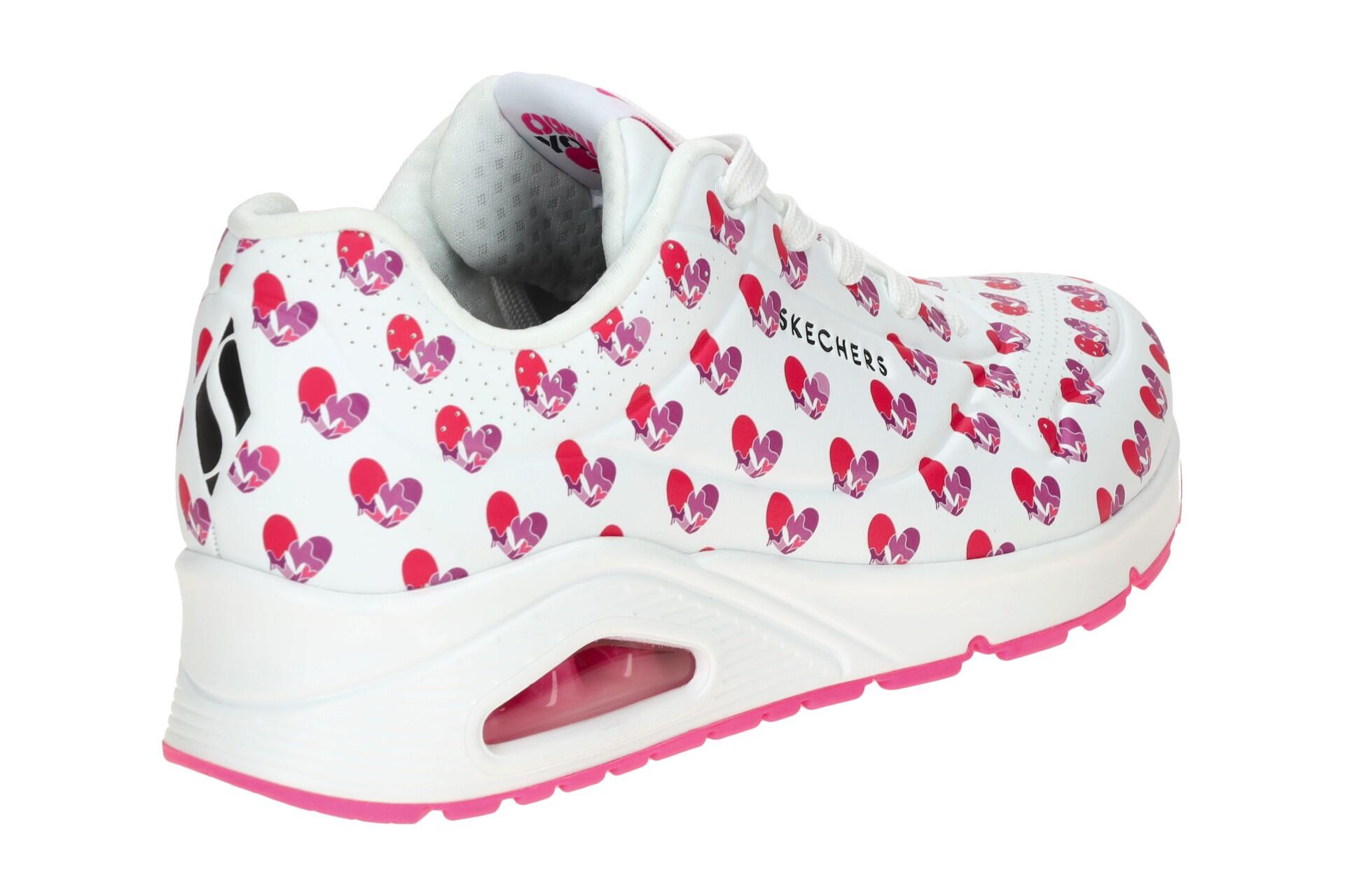 Skechers Uno Schuhe Sneakers weiß pink Herzen 190006 4/7