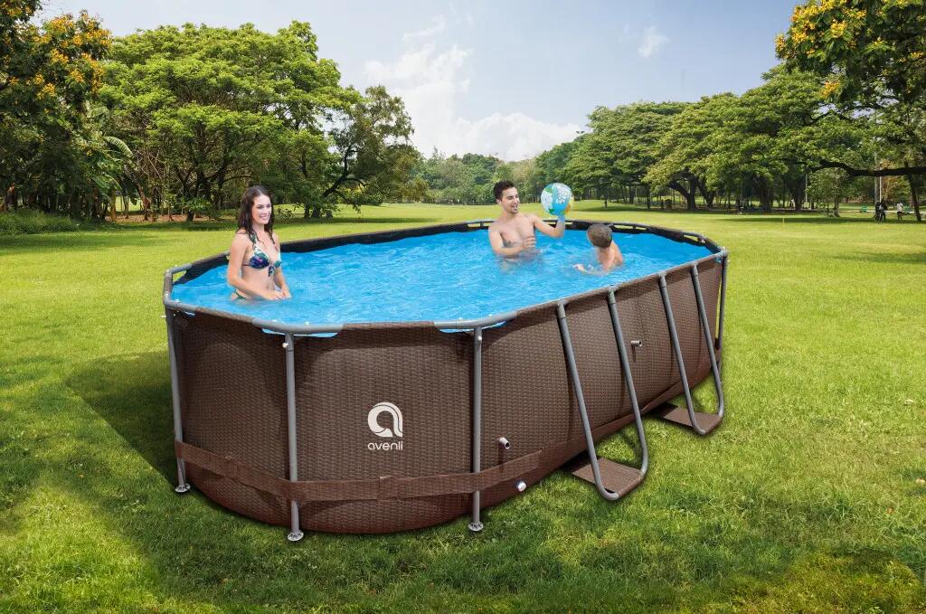 Avenli Frame medenceszett ovális barna rattan hatású 427x275x100 cm. 3/9