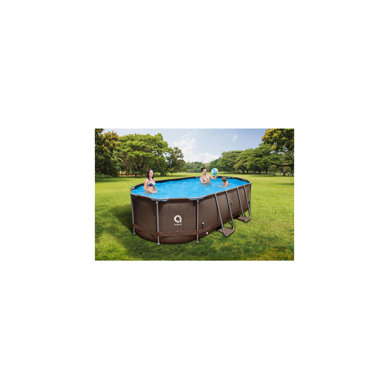 Avenli Frame medenceszett ovális barna rattan hatású 427x275x100 cm ...