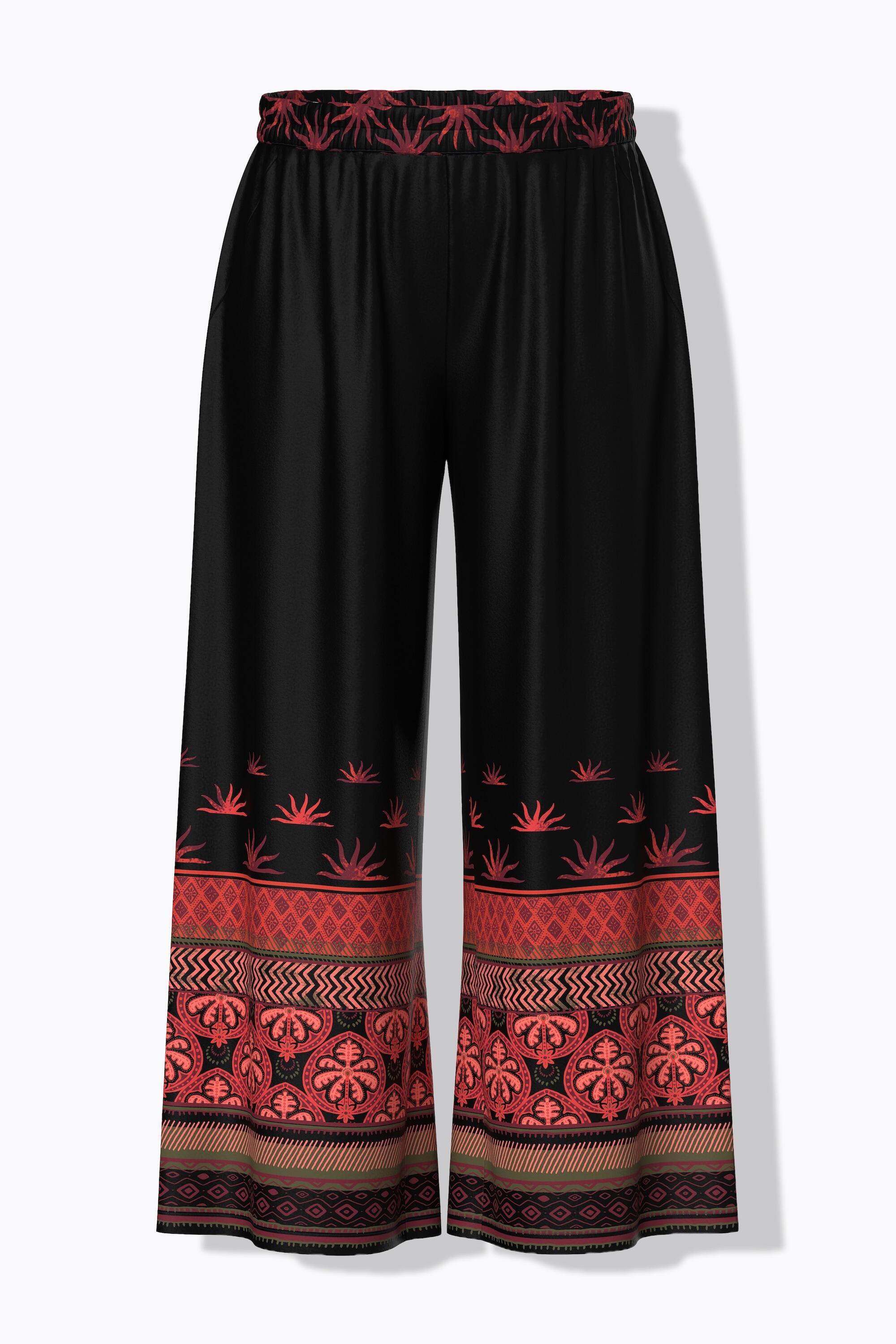 Femme Pantalon palazzo avec bordure jambe large et taille élastique 5/7