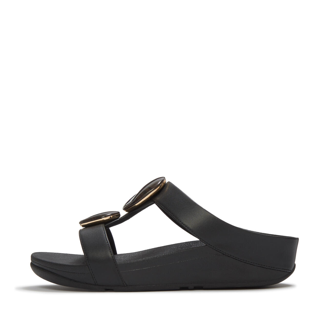 FITFLOP FitFlop Fino Marbled-Stone H-Bar Slides  ZWART 42 3/7