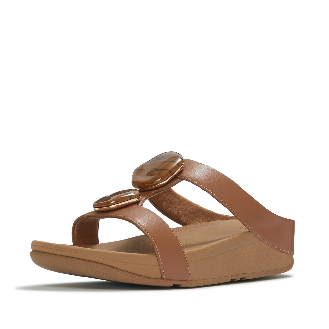 FITFLOP FitFlop Fino Marbled-Stone H-Bar Slides  DIEPBRUIN 43 7/7
