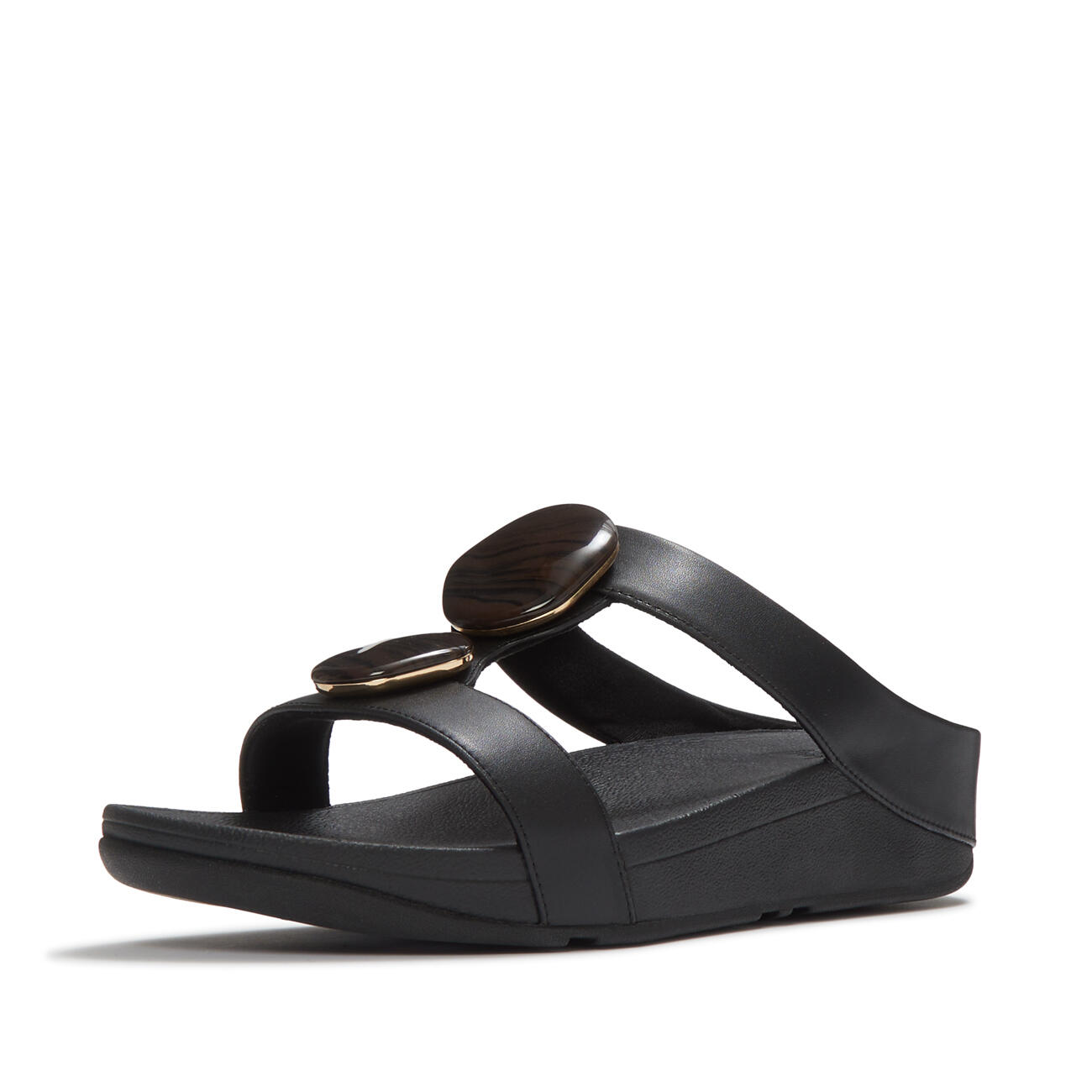 FITFLOP FitFlop Fino Marbled-Stone H-Bar Slides  ZWART 42