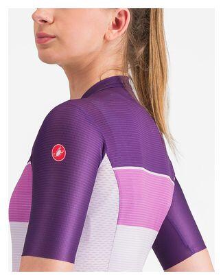 Maillot Cycliste Castelli Femme Violet, Taille L, Manches Courtes, 1/4 Zip, Occasion