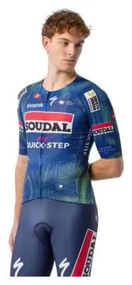 Castelli aero race 8s soudal quickstep korte mouwen shirt blauw heren