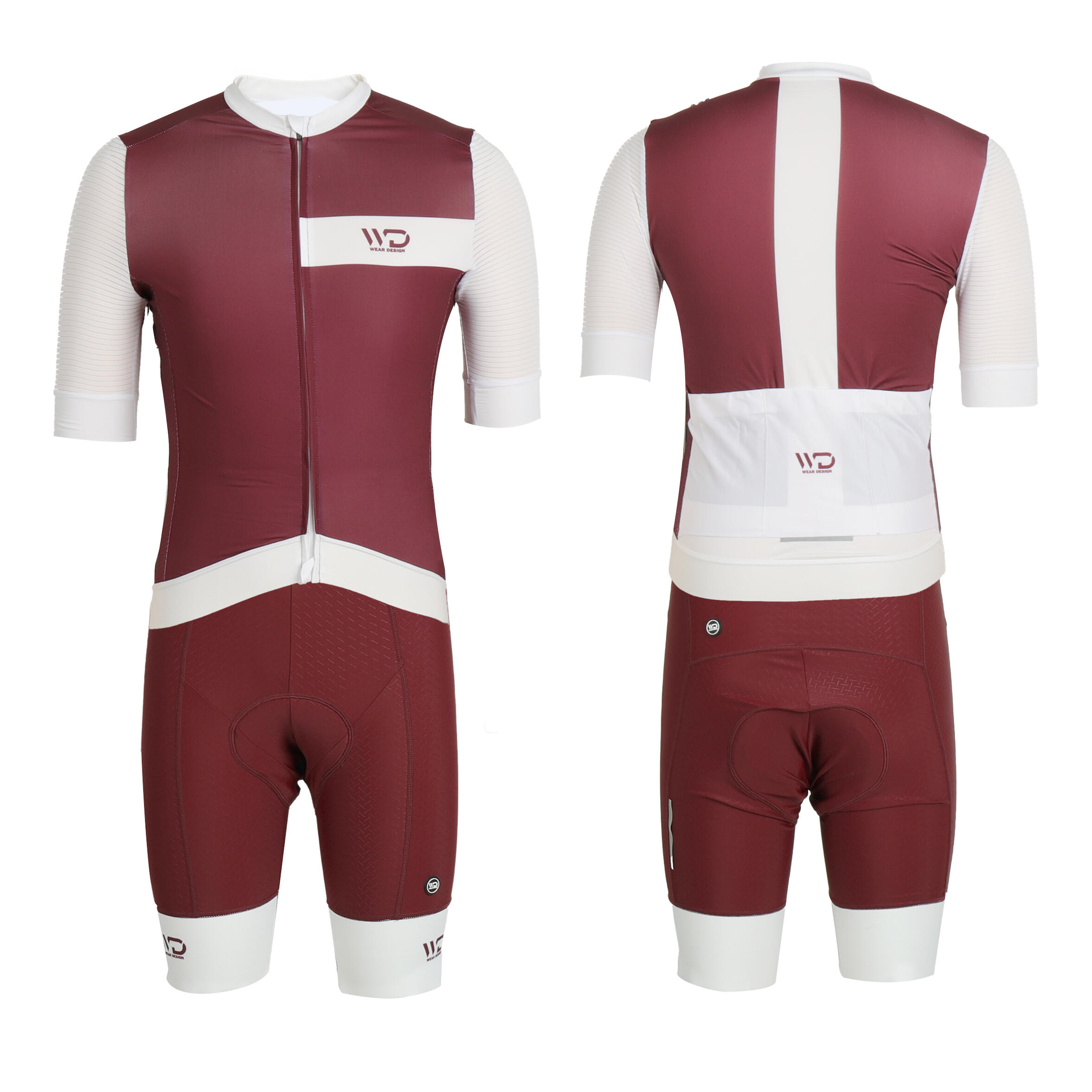 Pantaloncini da ciclismo da uomo DRAFT bordeaux/bianco 4/7