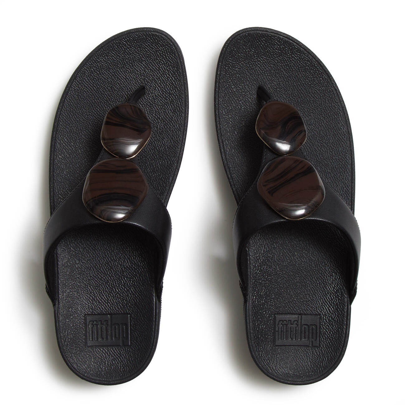 FITFLOP FitFlop Lulu Marbled-Stone Toe-Post Sandals  ZWART 41 5/7