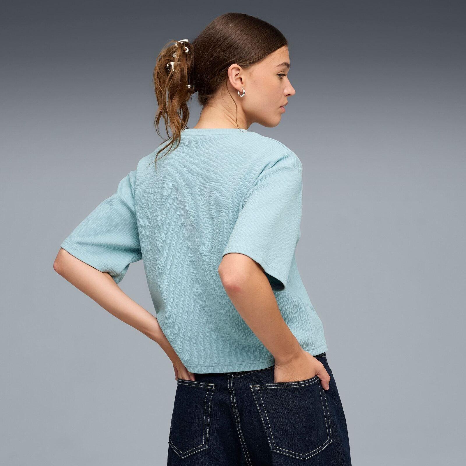 T-shirt Puma Ess Elevated Relaxed Tee, Bleu, Femmes 2/5
