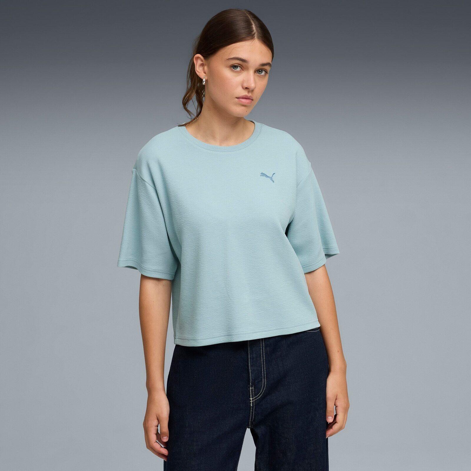 T-shirt Puma Ess Elevated Relaxed Tee, Bleu, Femmes 4/5