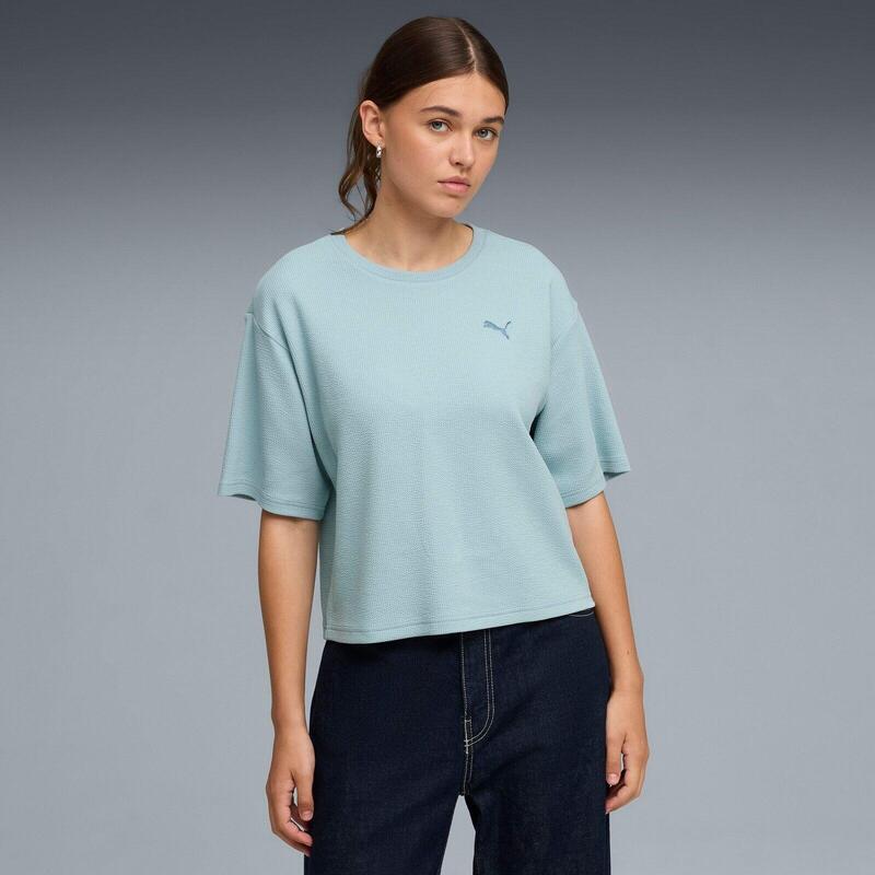 Tricou femei Puma Ess Elevated Relaxed Tee, Albastru