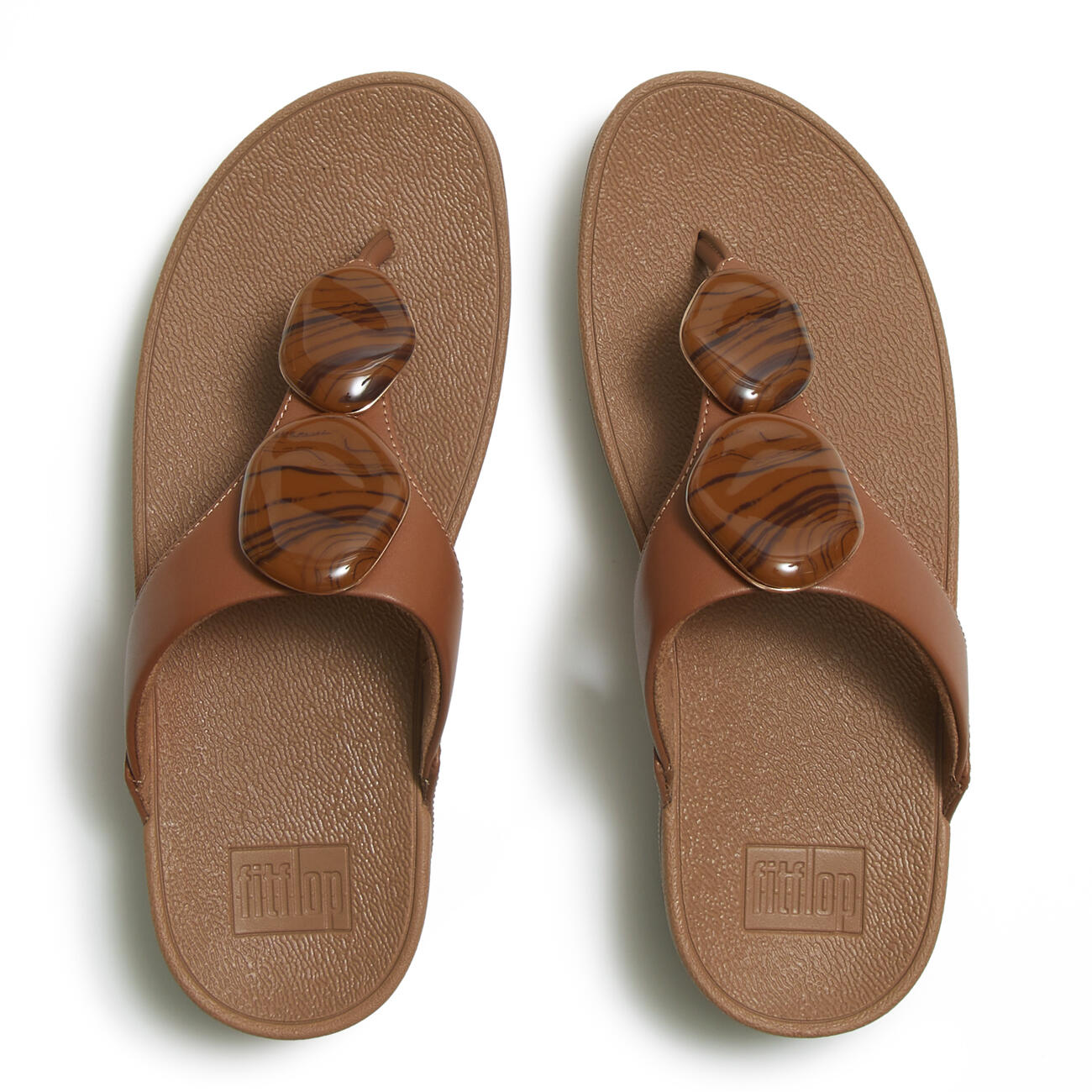 FITFLOP FitFlop Lulu Marbled-Stone Toe-Post Sandals  DIEPBRUIN 42 5/7