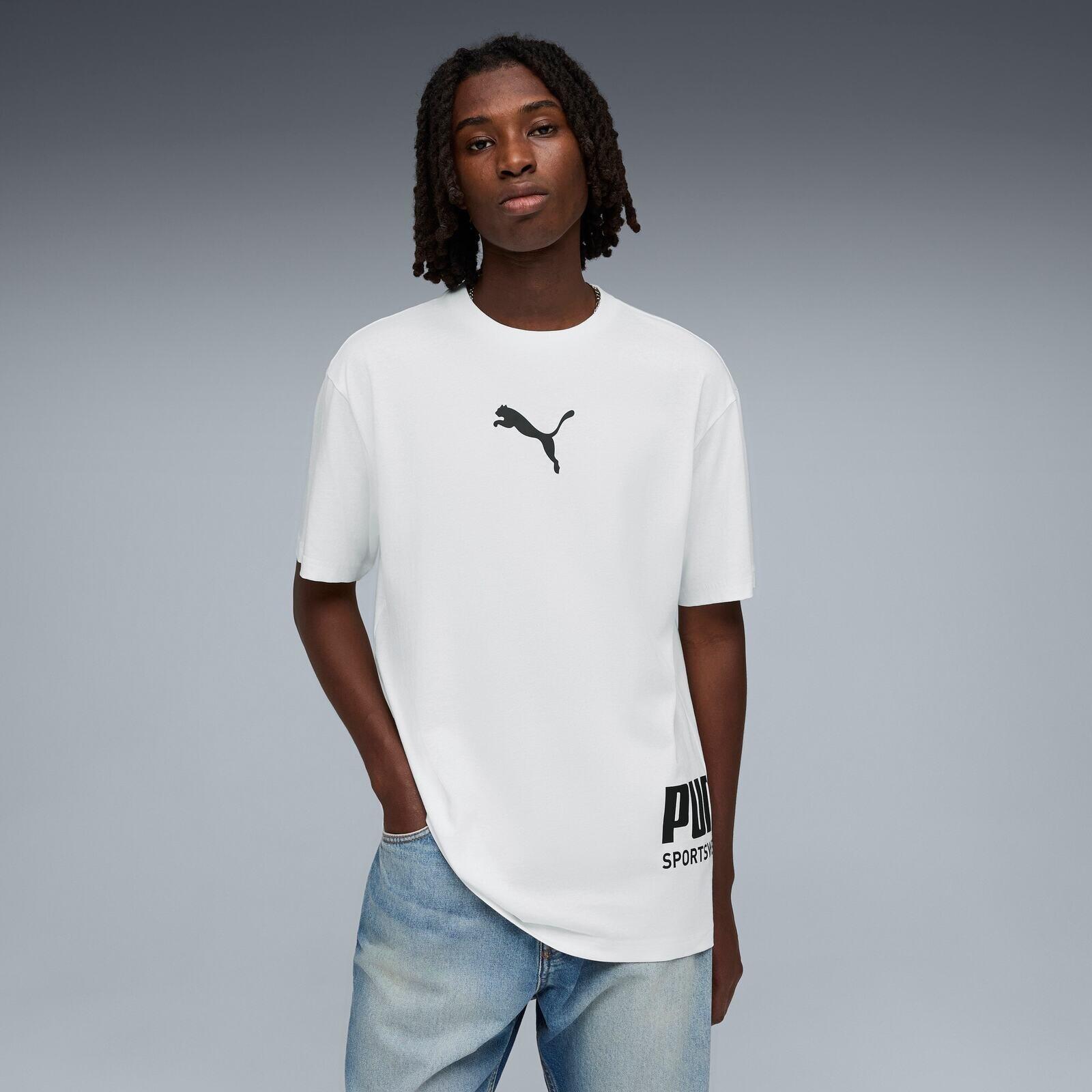 T-shirt Puma Sport Relaxed Graphic Tee, Blanc, Hommes 4/5