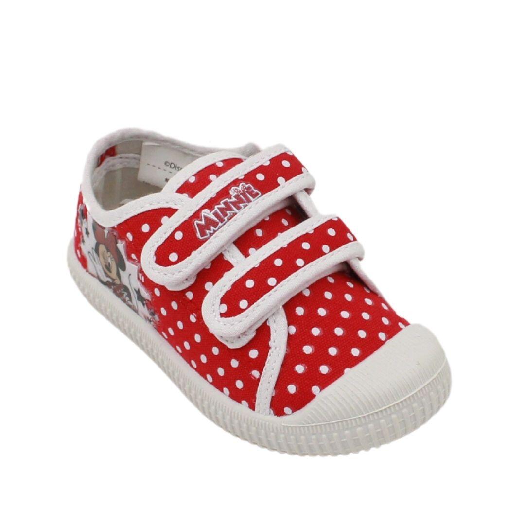 Tênis de lona vermelho Minnie Mouse de cano baixo, tamanho 21 2/2
