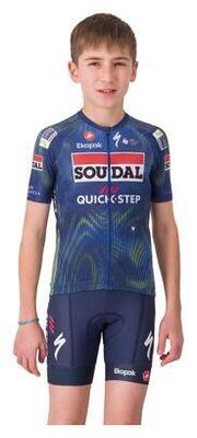 Maglia a maniche corte Castelli Aero Kid Soudal Quickstep blu per bambini