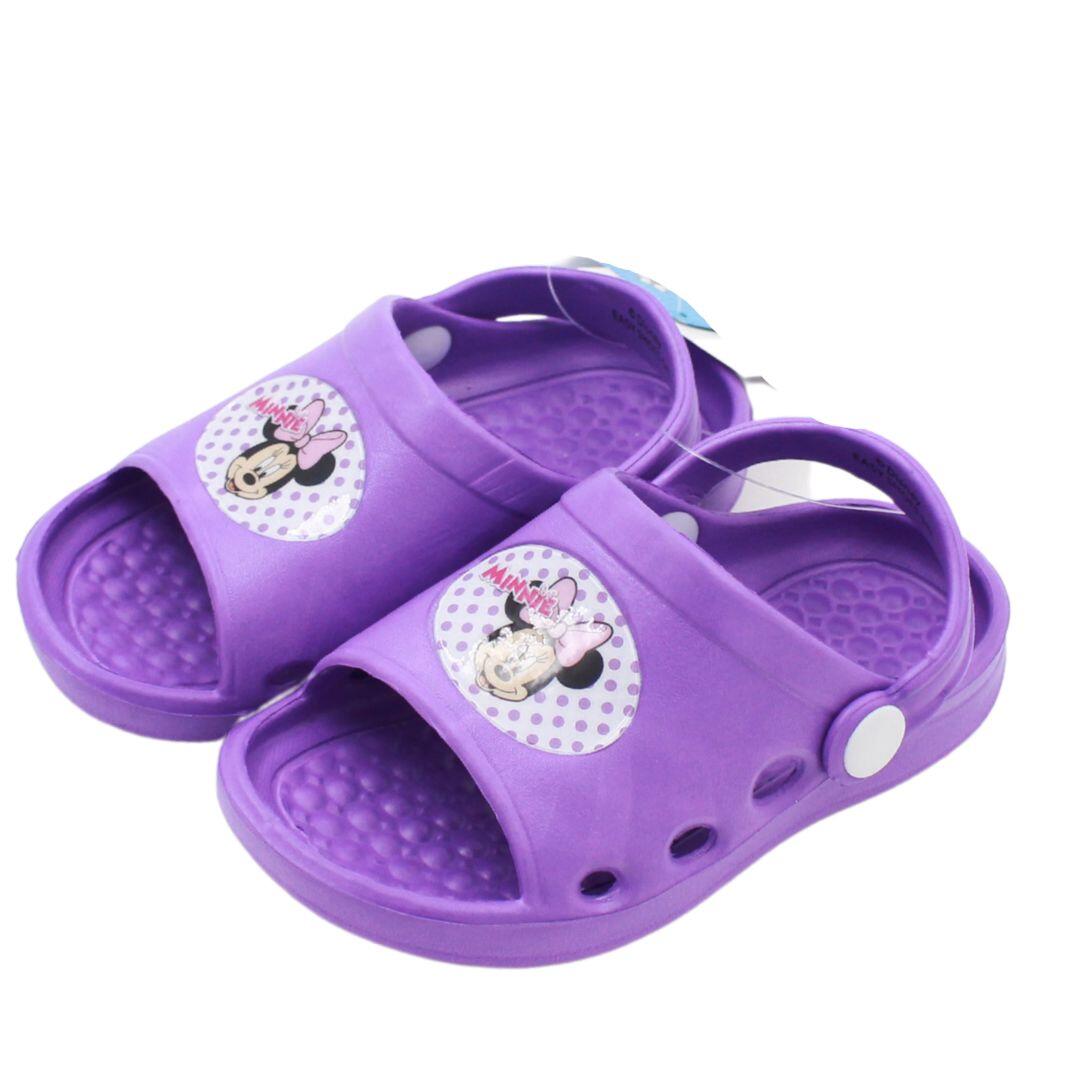 Chinelo de praia roxo da Minnie Mouse, tamanho 24/25 2/2