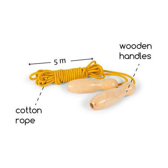 Corde à sauter extra longue BS Toys 5 m — jaune, poignées en bois 3/5
