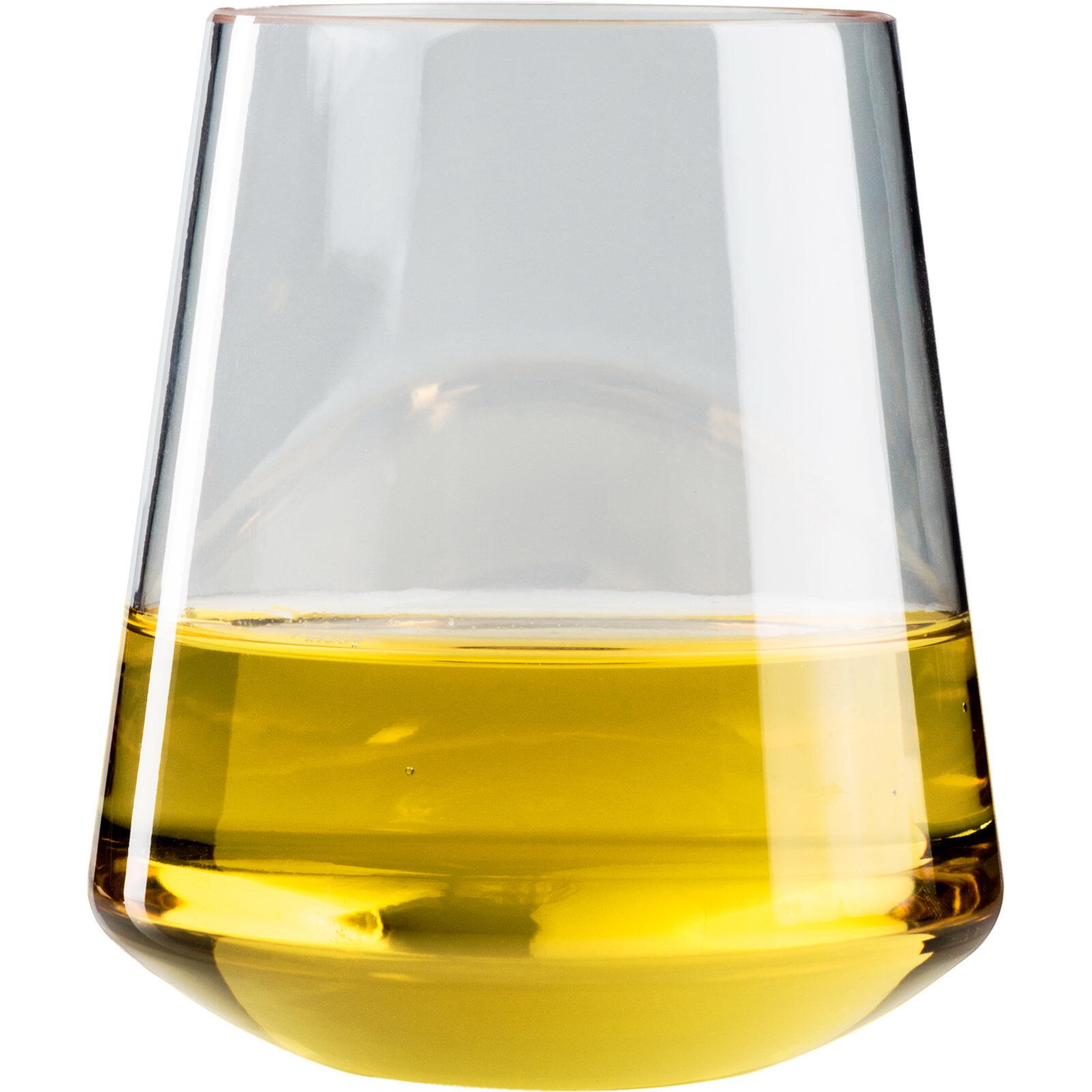 Copa de vino sin tallo GSI 340 ml en vidrio templado apilable borde fino 4/5