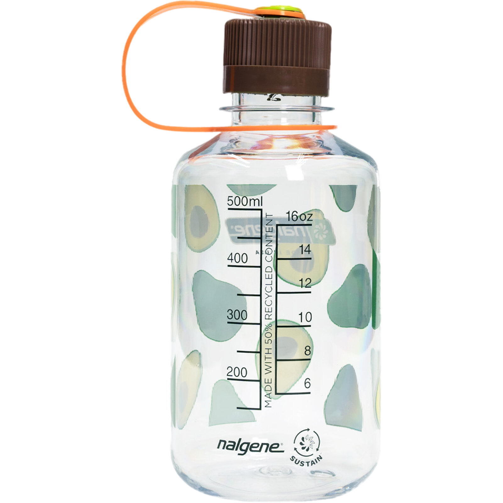Nalgene Flasche 500 ml Narrow Mouth aus Tritan ohne BPA mit Avocado-Print, dicht 2/6