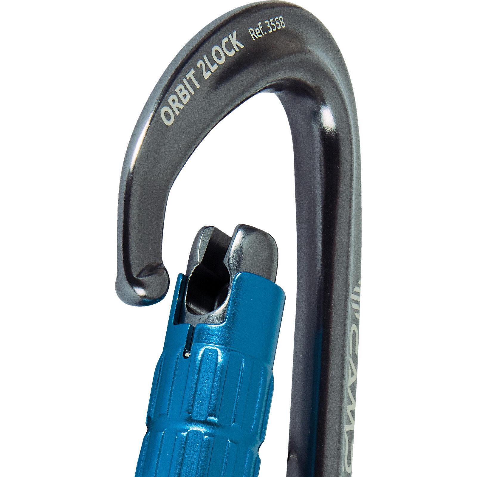 Verschlusskarabiner Orbit 2Lock gun metal-blue 5/7