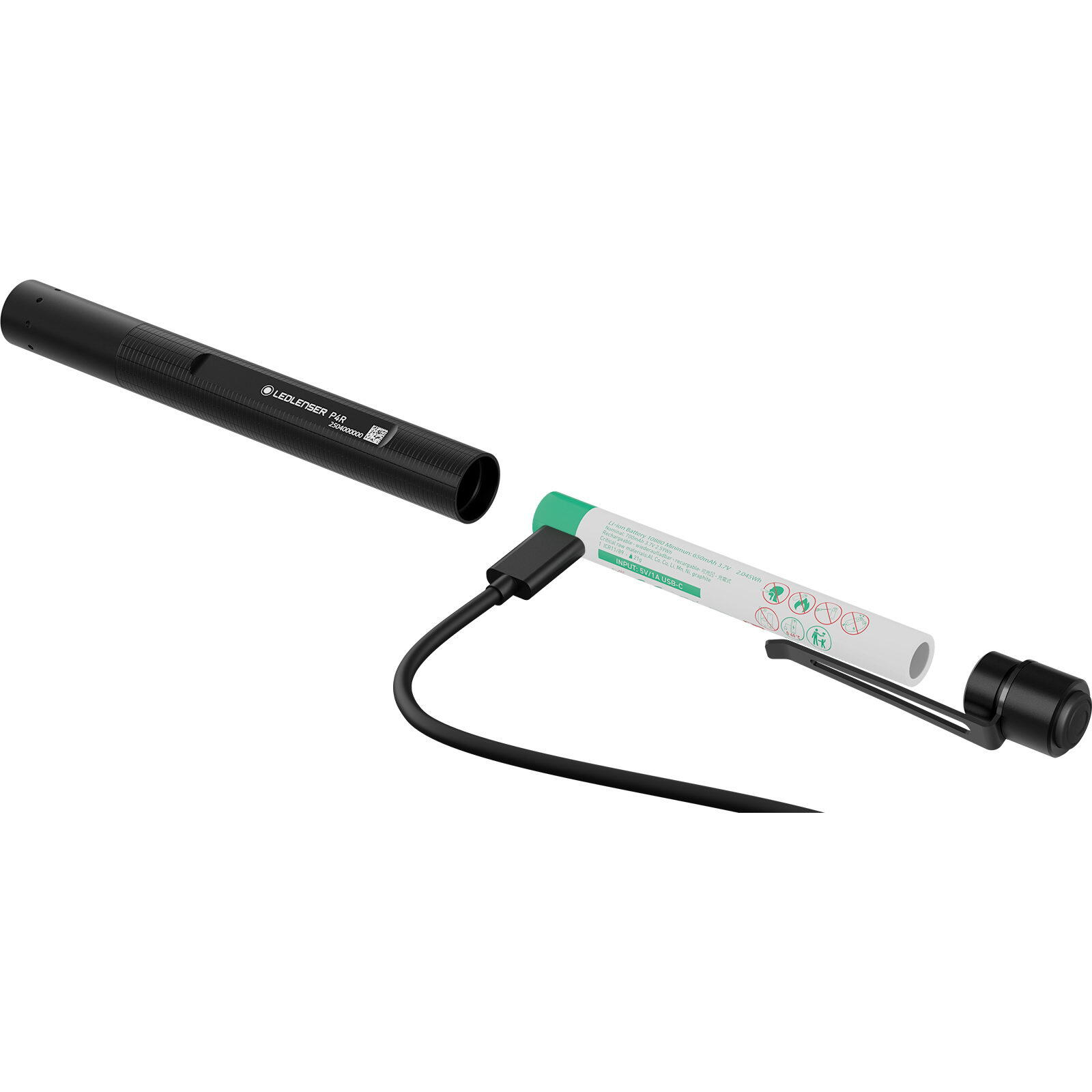 Lampe torche LED rechargeable –  300 lm, IP54, portée 100 m, USB-C – P4R 4/7